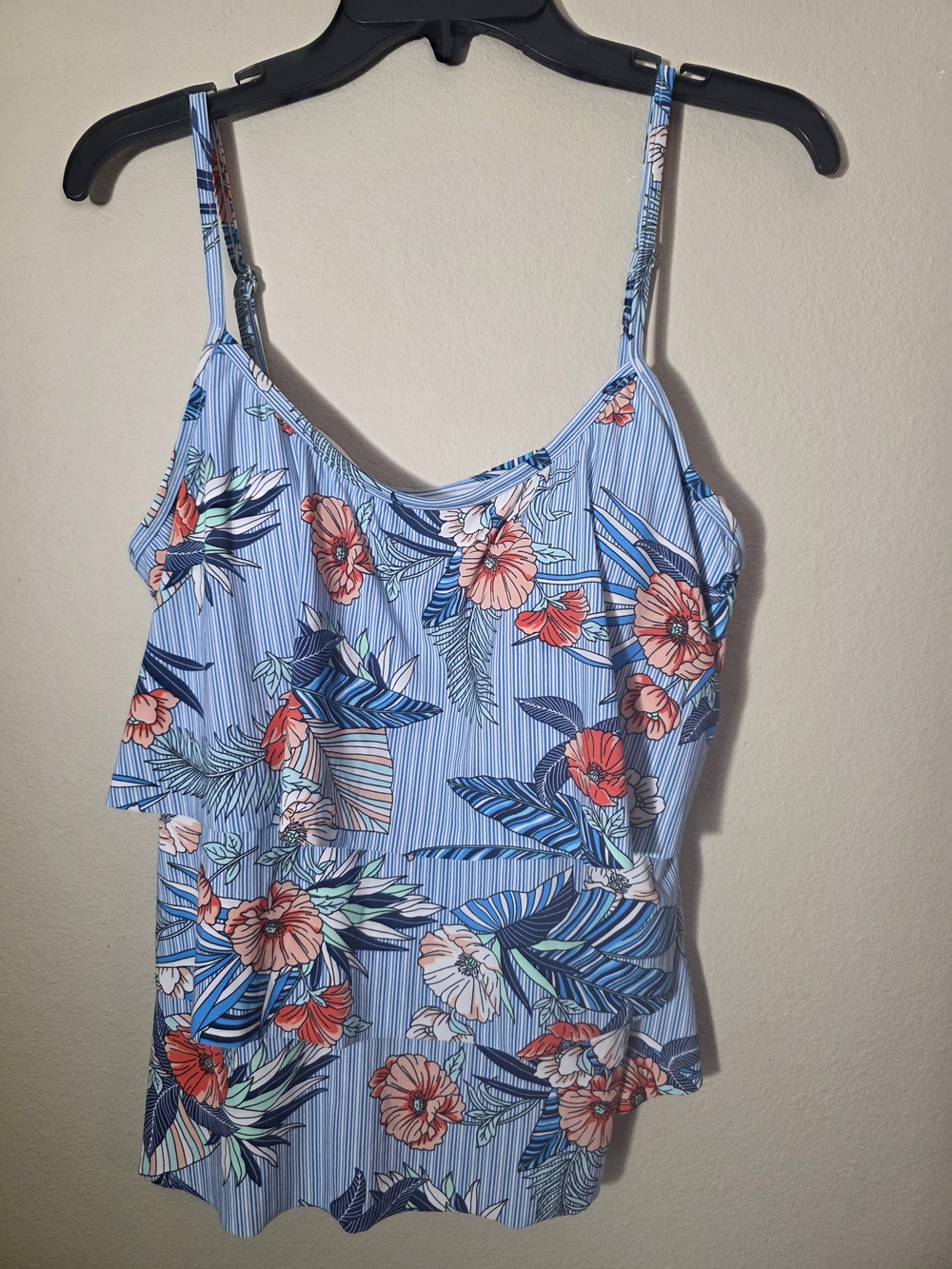 St. John's Bay Tropical Ruffled Tankini Swimsuit Top